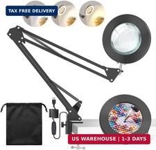 10X Magnifying Glass Light w/Clamp,360 Shadow-Free Ring Lamp,96 LED Beads