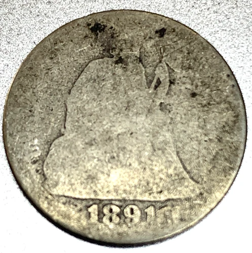 1891 Liberty Seated Dime AG About Good - 1990