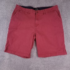 Nat Nast Chino Shorts Mens 36 Red Cotton Stretch Flat Front Cotton Casual Golf