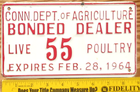 Item photo. Show Listing Details page. Listing 1964 Connecticut License Plate Number Tag – Poultry Dealer