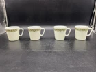 4 Vtg Pyrex Crazy Daisy Spring Blossom #1410 Coffee Mugs 3 1/2” T,  10oz