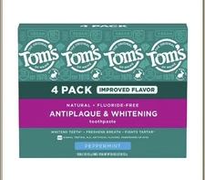 Tom's of Maine Antiplaque and Whitening Toothpaste, 4.7 oz, 4-pack