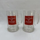 Pair of Vintage Enjoy Bacardi Rum & Coca Cola Glass Mug Heavy 5 1/2" tall