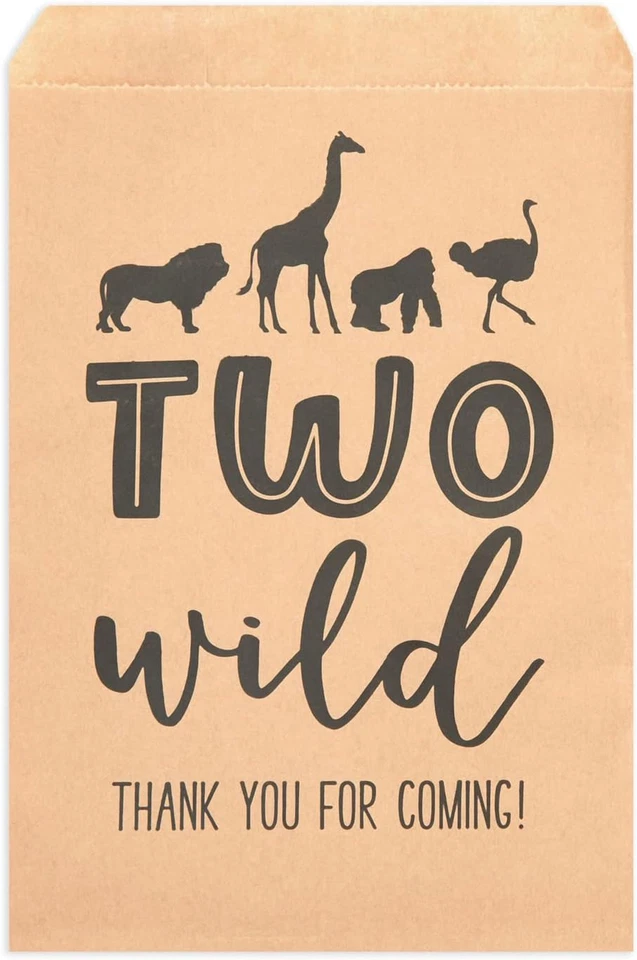 Dos bolsas de papel salvaje - 5 X 7,5 pulgadas, marrón Kraft, 100 unidades - 2Nd fiesta de cumpleaños Fa Foto 4 de 4