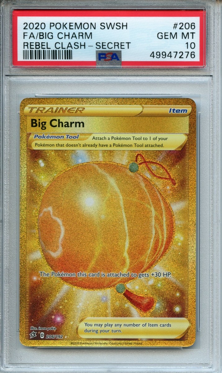 Pokemon Rebel Clash Big Charm 206/192 Secret Gold Rare PSA