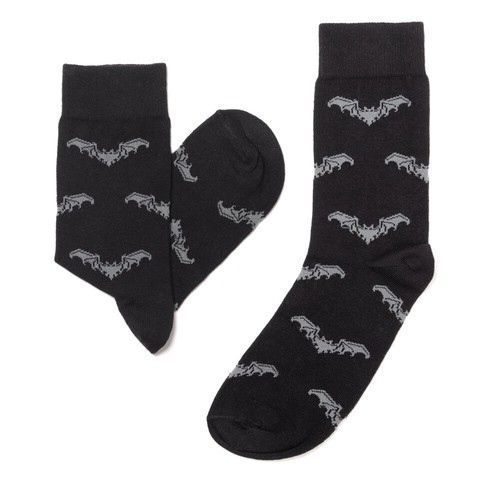 Alchemy Gothic Black Gray Vampire Bat Graphic Crew Socks Fun Goth SOX003 S/M M/L - Picture 2 of 2