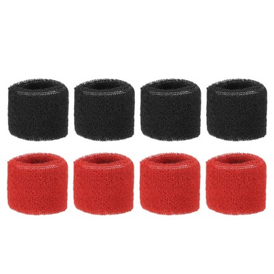 8 Pack 8x5cm Sport Wristbands Cotton Terry Red Black