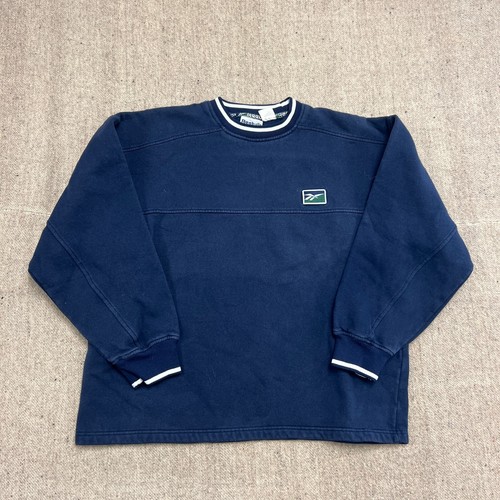 Vintage Reebok Sweatshirt Mens Large Blue 1990s Embroidered