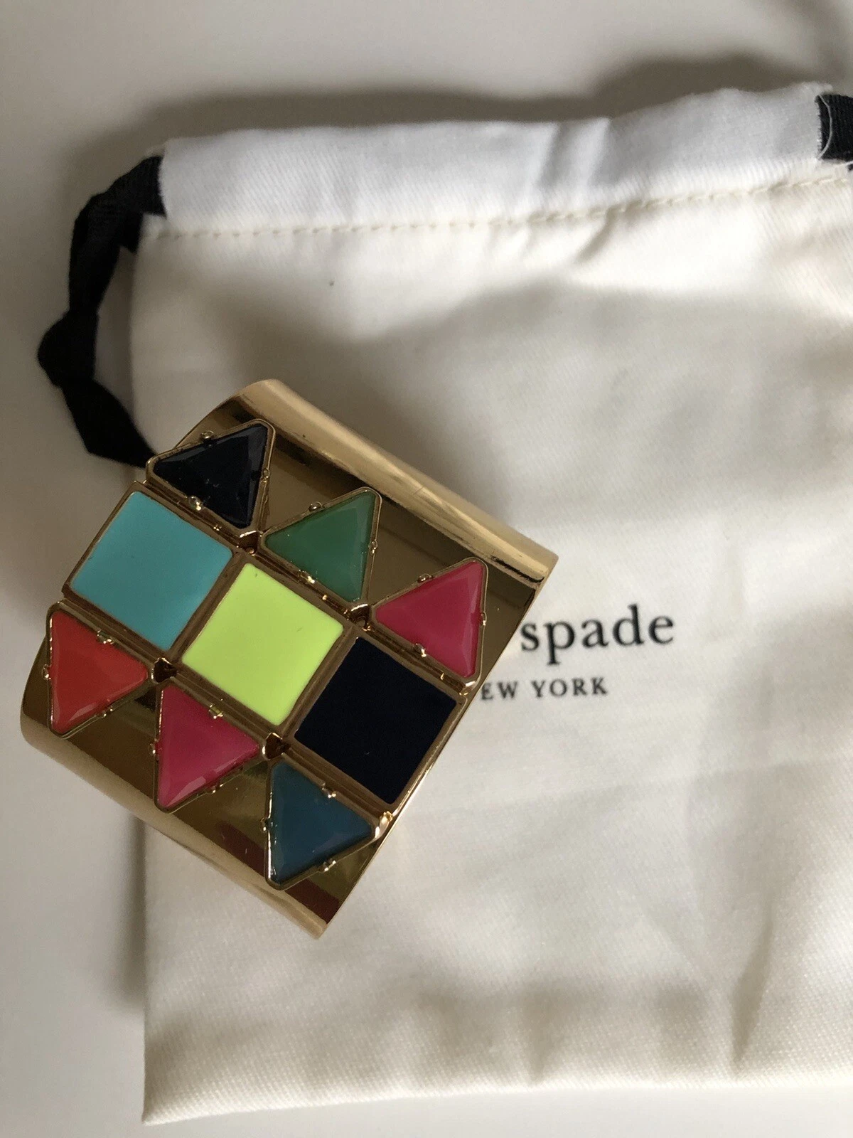 New KATE SPADE NEW YORK wide COLORFUL ENAMEL CUFF BRACELET