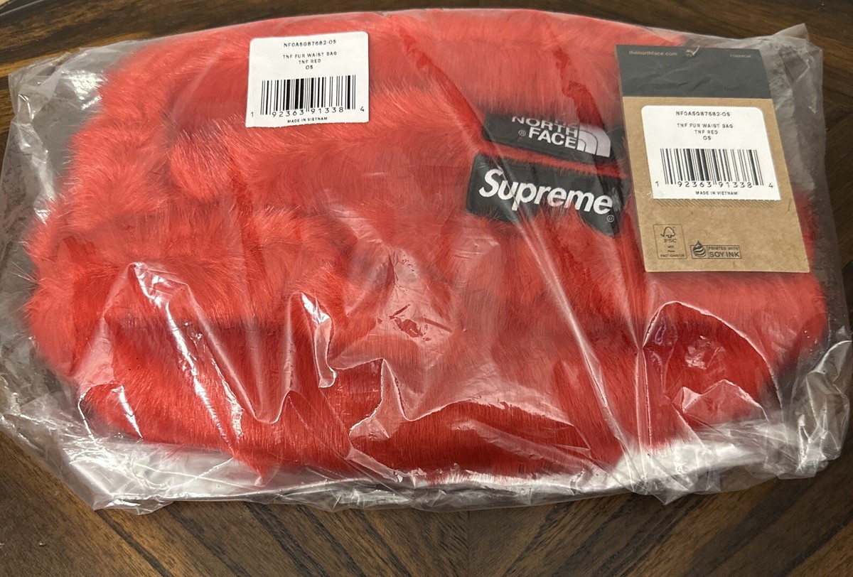 Supreme The North Face 2000 Release Red Faux Fur Waist Bag
