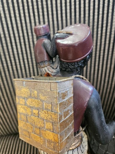 VENETIAN POLYCHROME BLACKAMOOR STATUE 13" BOY WITH MONKEY BIRD CAGE BASKET - Picture 8 of 15