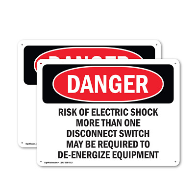 (2 Pack) Risk Of Electric Shock More Than One OSHA Danger Sign Decal Metal