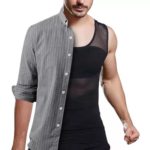 MENS SLIMMING BODY SHAPER BELLY CHEST COMPRESSION VEST GIRDLE SHIRT TANK TOP - Picture 14 of 29