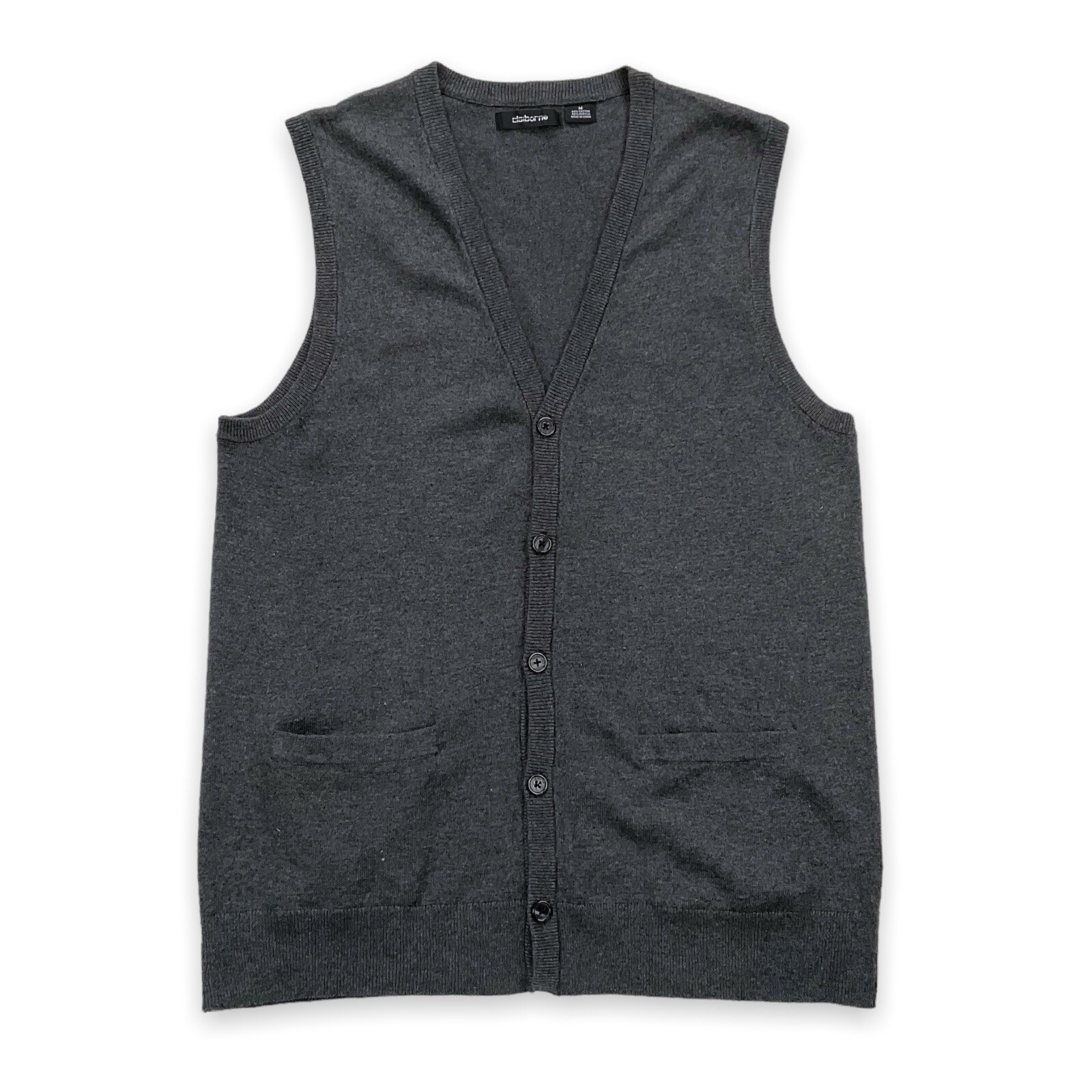Claiborne Men's Gray Charcoal V Neck 