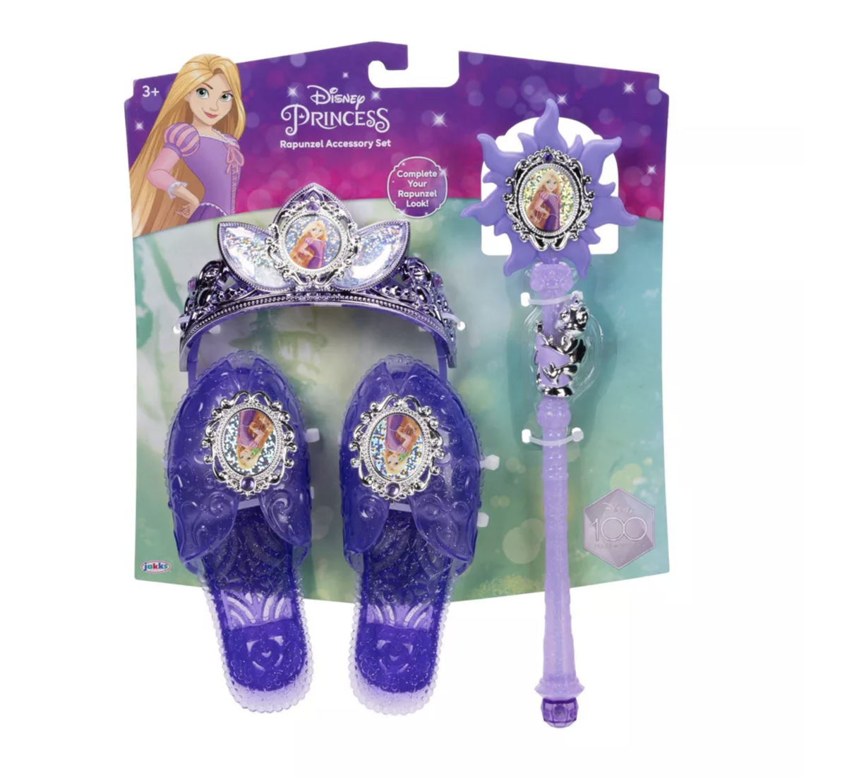 Disney 100 Princess Rapunzel Accessory Set Tiara Wanda and 1 Pair