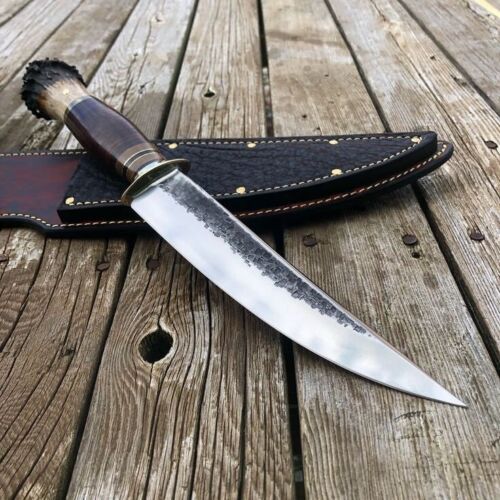 Custom Handmade Carbon Steel Hunting Bowie Knife With Leather Sheath #USA #knife - Picture 1 of 1