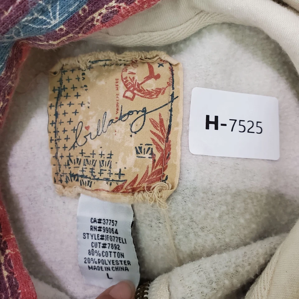 ВИНТАЖНАЯ женская толстовка с капюшоном Billabong большая кремовая ацтекская навахо на молнии ЧИТАЙТЕ - Изображение 2 из 4