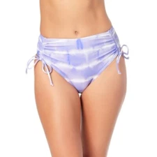 California Waves  PURPLE Juniors' Tie-Dyed High-Waist Bikini Bottoms. Size S NWT