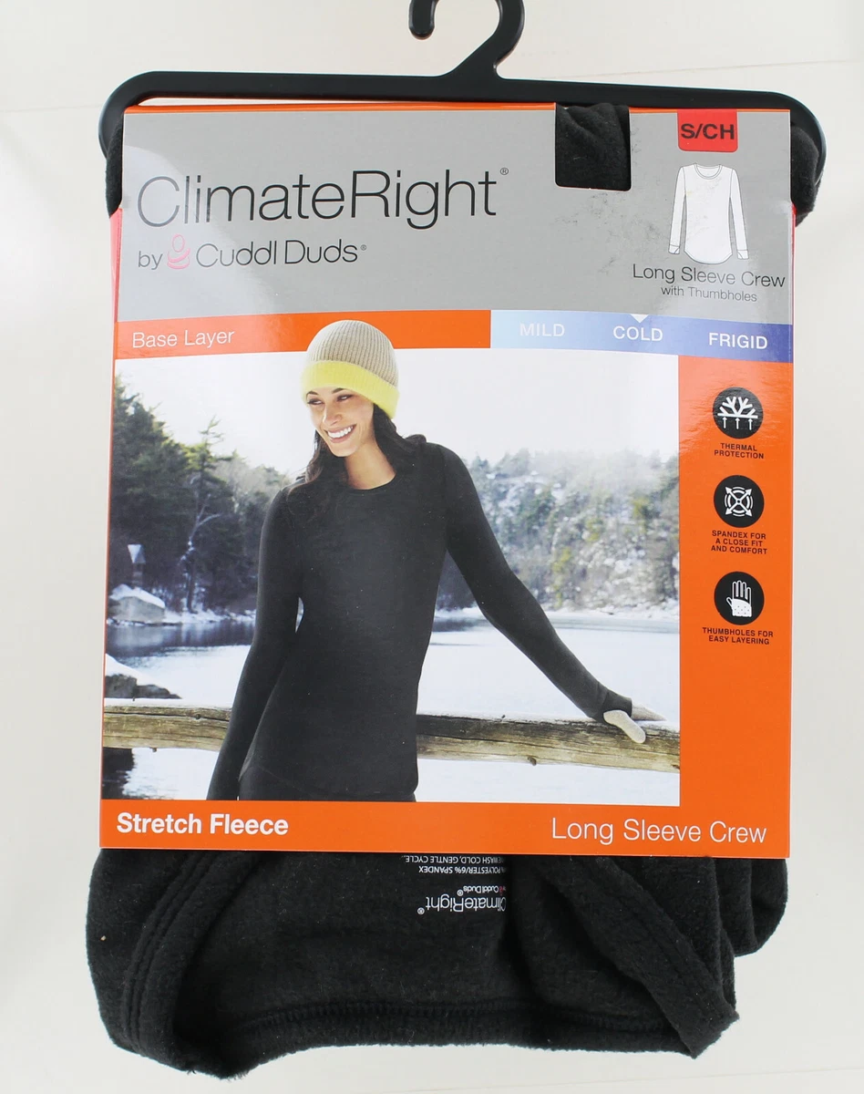 New Climate Right Cuddl Duds Base Layer Stretch Fleece Long Sleeve Crew -  Small