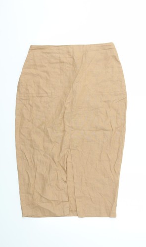 ASOS Damenrock beige Leinen A-Linie Größe 8