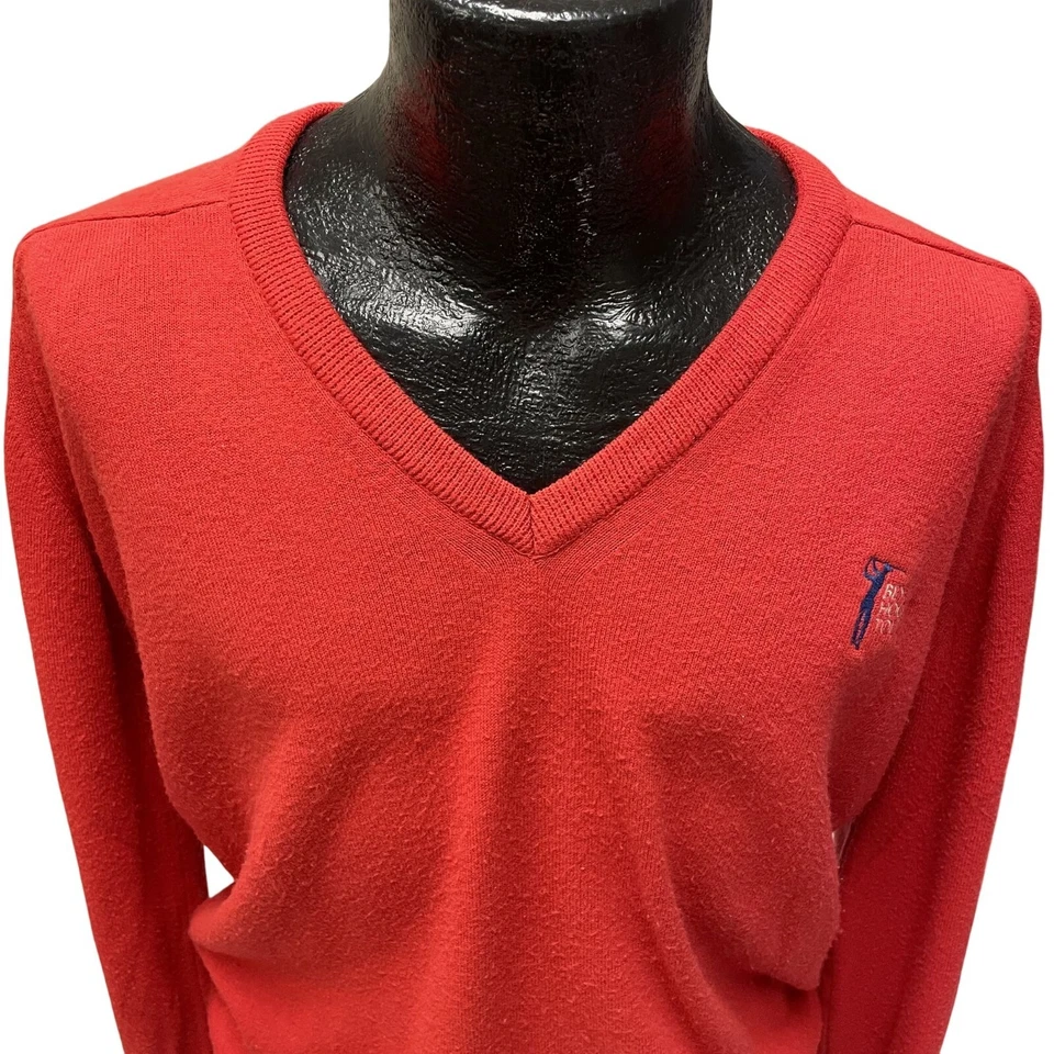 Suéter De Colección Años 80 Ben HOGAN Tour Rojo Knoxville Abierto Golf TORNEO PERSONAL Cuello en V Foto 3 de 4