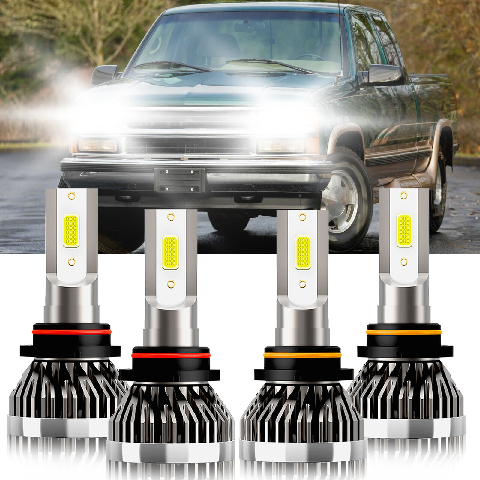 For Chevrolet K1500 1990-1999 LED Headlight Car Bulbs 9005 9006 Super Bright