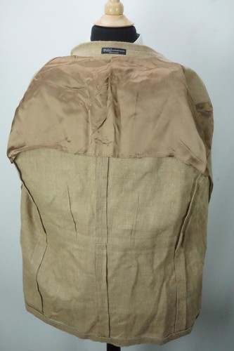 Polo by Ralph Lauren Silk Flax Light Brown Hacking Norfolk Jacket Coat Sz 46R - Picture 6 of 8