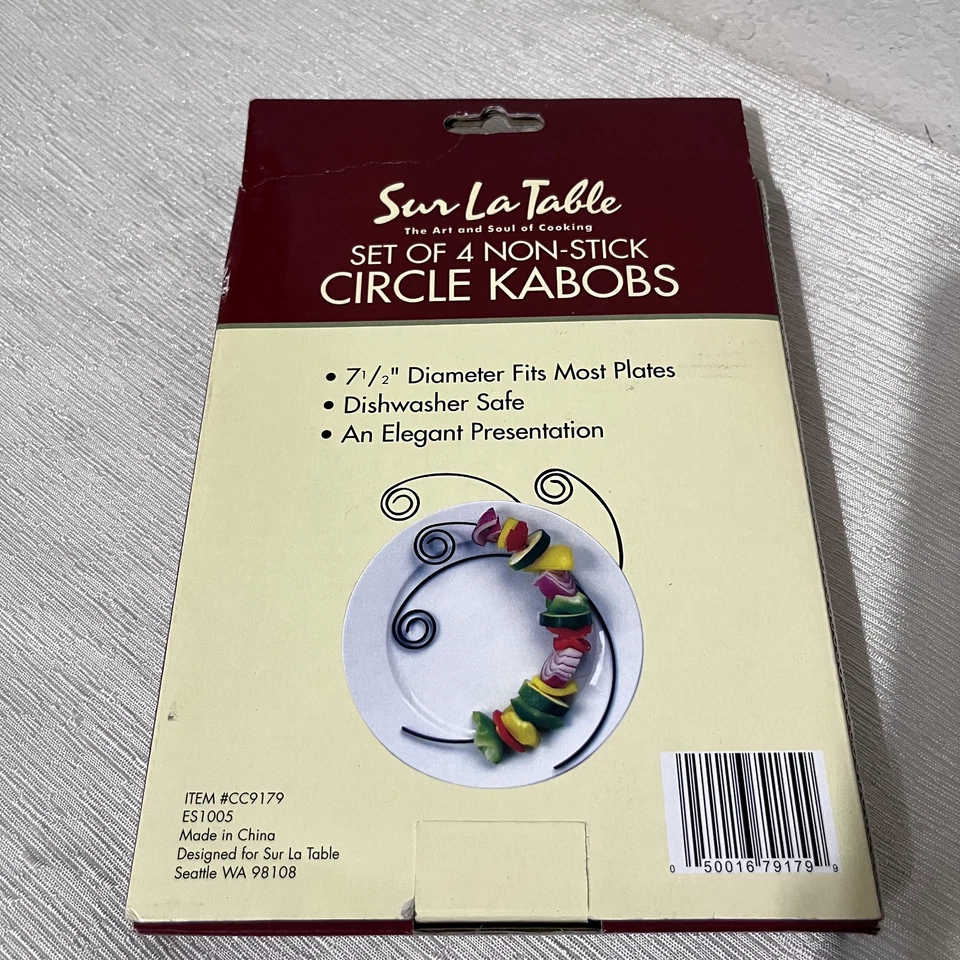 set of 4 SUR LA TABLE Curved Circle Kabob Skewers Nonstick Elegant NIB - Image 2 of 3