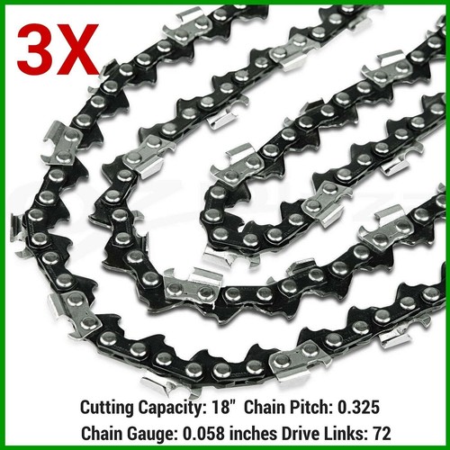 PIRIPARA 5-Pack 18" Chainsaw Chains - .325" Pitch .058 Gauge 72 Drive Links