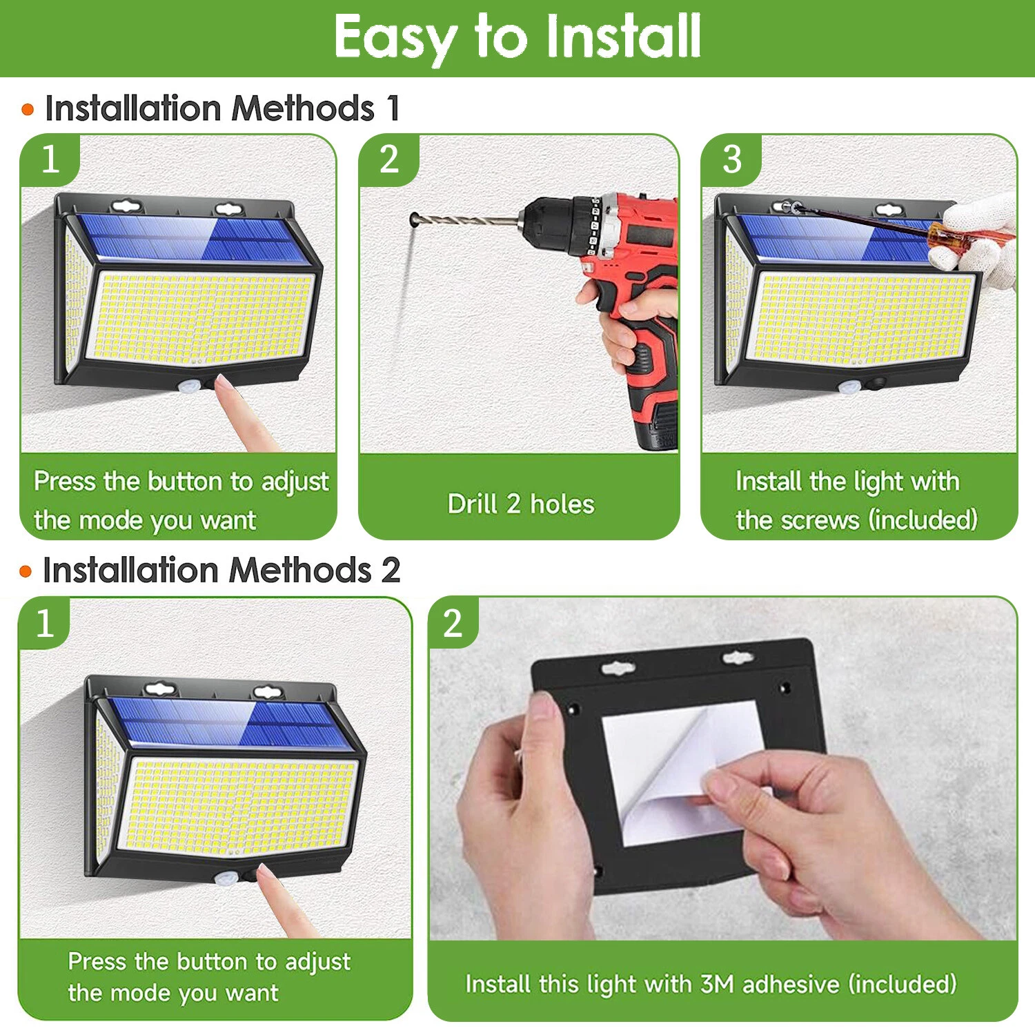 468 LED Solar Powered PIR Motion Sensor Lamp Outdoor Garden Security Wall Lights - Picture 7 of 20