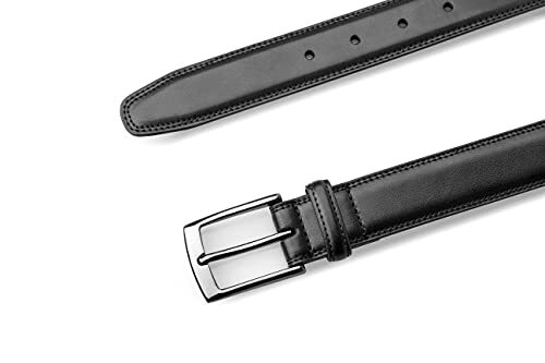Men's Genuine Leather Dress Belt, Handmade, 36 (waist 34 - 35) Whole Black - Bild 4 von 6