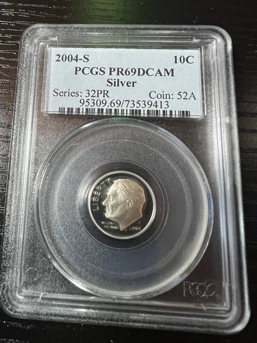2004-S ROOSEVELT DIME SILVER PROOF GRADED PCGS PR69DCAM