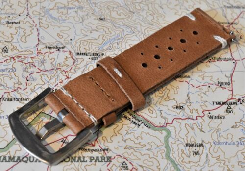 HANDMADE Italian Leather Rally Racing Watch Strap, Quick Release, 18-24mm - Picture 4 of 12
