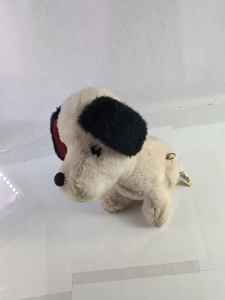 RARE! Vintage Gund 1976 9" White & Black Dog, Wind Music Playing Plush - Image 3 of 4