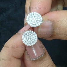 0.50 CTW Round Cut Moissanite Cluster Prong Set Earrings 14K White Gold Plated