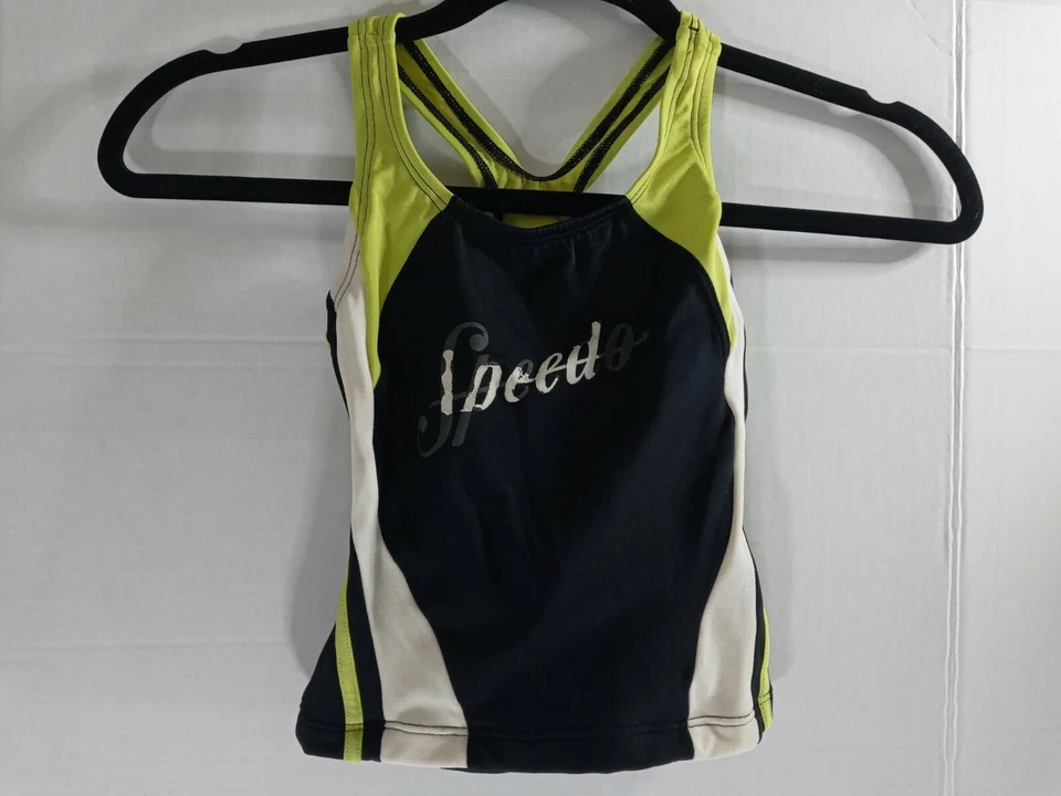 Traje de baño Speedo para niñas Tankini Top SOLO negro/blanco/amarillo. Talla 7 Usado Foto 4 de 4