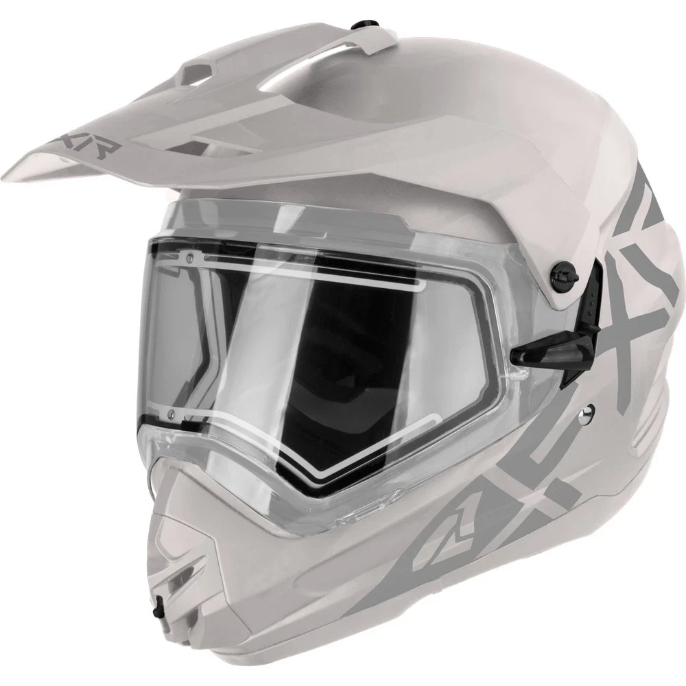 FXR Torque X Prime Snowmobile Helmet w Electric Shield Sun Shade White