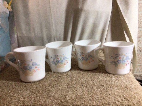 Vtg Set of 4 Corning COUNTRY CORNFLOWER Blue Floral Coffee/Tea Mugs pre-owned - Picture 6 of 18