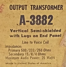 NOS    Stancor    A 3882  /  25w output transformer