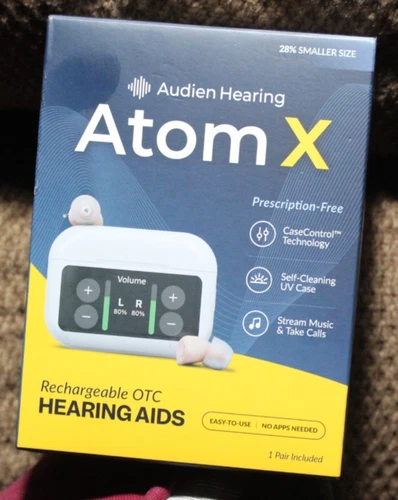 Audien Hearing Atom X Rechargeable Hearing Aid, UV Cleaning