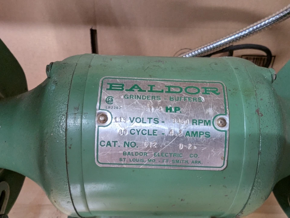 Baldor 6in Bench Grinder 612 (1/3 hp, single phase, 60 hz, 115v, 3450 rpm) - Image 2 of 4