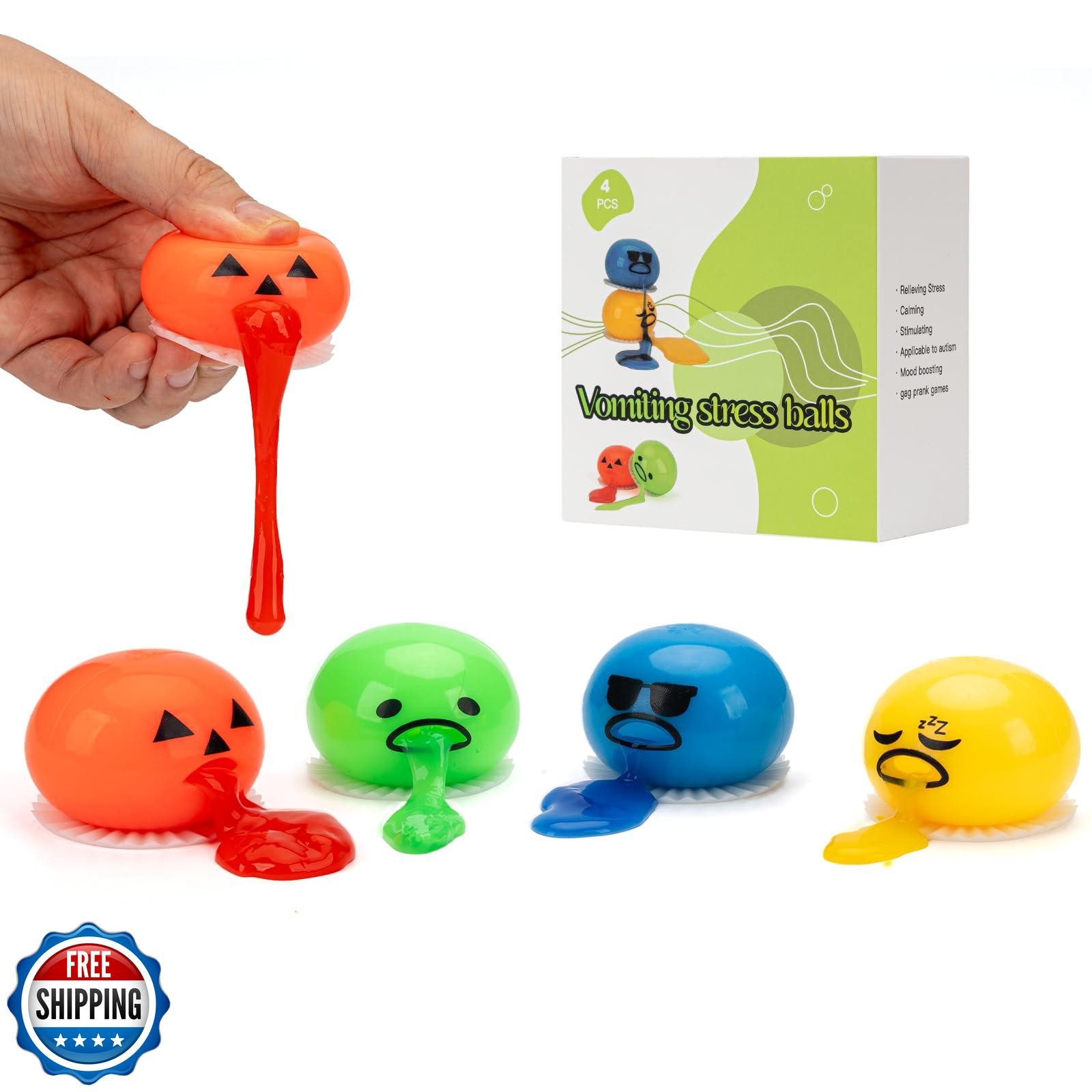 ATKSUNIEE 4-PCS Vomiting Sucking Stress Relief Balls,Puking Squee