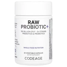 2 X Codeage, Raw Probiotic+, 100 Billion CFU, 30 Vegetable Capsules