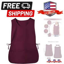 Smock Apron Cobbler Apron with Side Ties and 2 Deep Pockets Unisex Apron for ...