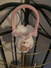 FENTON LIMITED EDITION & SIGNED GLASS MINI BASKET VASE w/ FLORAL DESIGN