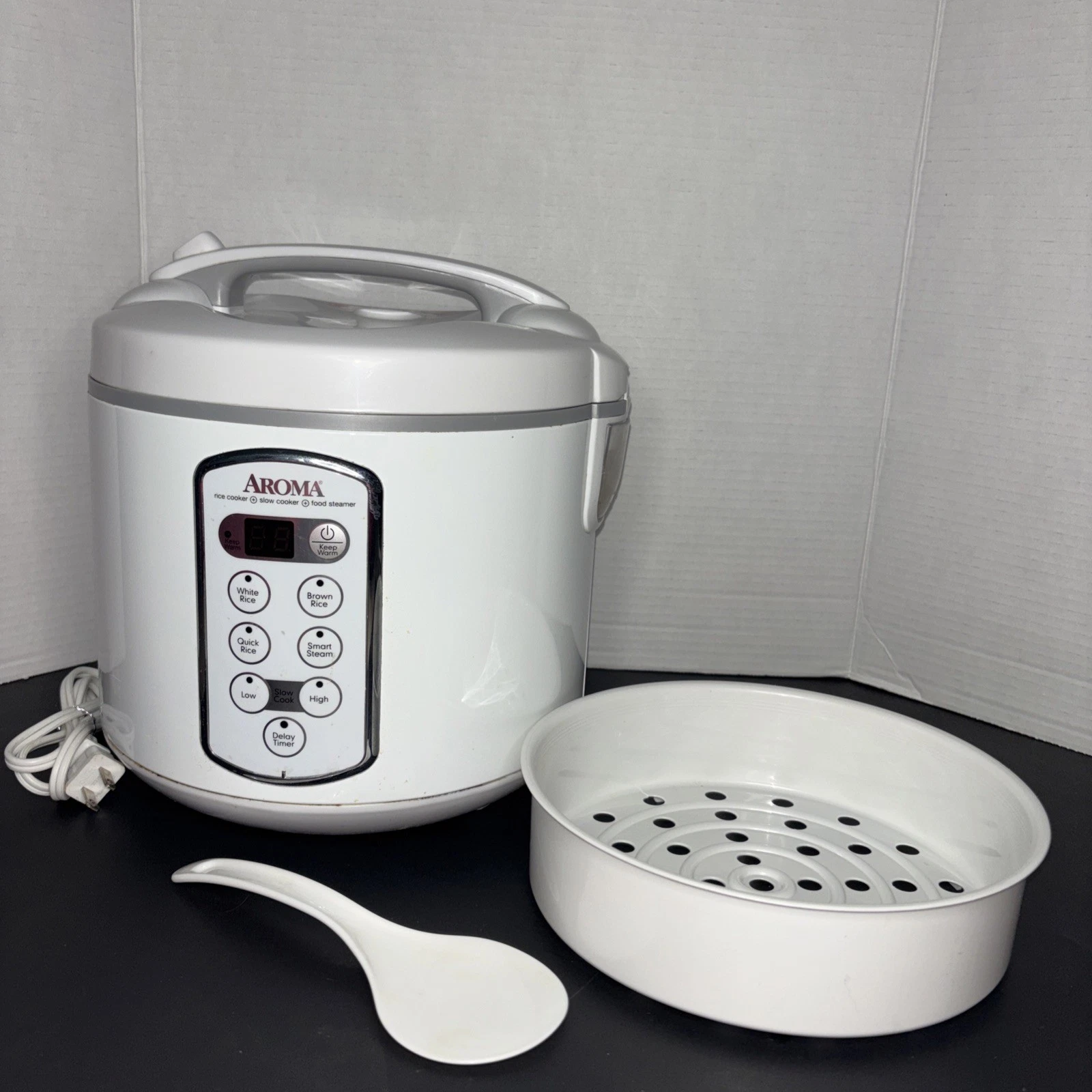 AROMA ARC-2000A Rice Cooker & Steamer 650W White Aluminum 7 Settings Inner Pot