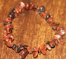 Fall Dark Brown Gemstone Chip Bead Stretch Bracelet Tumbled Natural Stones