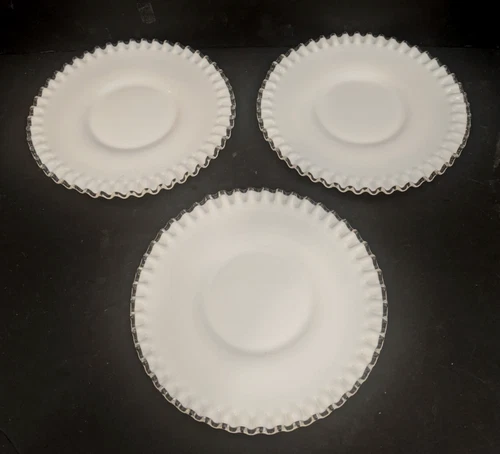 3 Vintage Fenton Silvercrest White Milk Glass 10.5"  Dinner Plate Plates