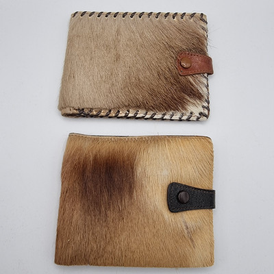 2 x echt Springbock Leder Geldbörse 70er Jahre Vintage unbenutzt Portemonnaies Fell