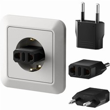 4-Pk US to EU Plug Adapter -Converts USA To European Style Plug Type A To C